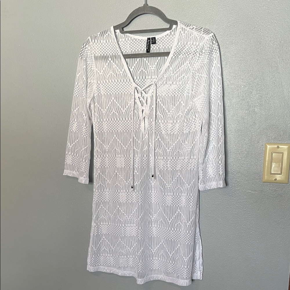 Chic White Lace-Up Swim Cover-Up